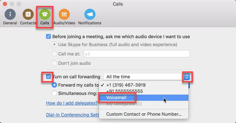 WHere to go in Calls menu to turn on call forwarding for voicemail