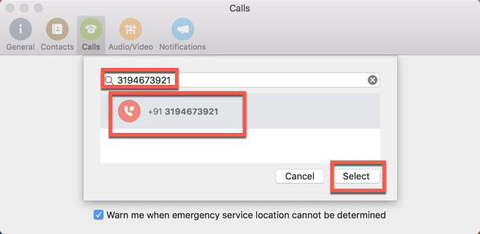 Selecting the custom number to forward calls to