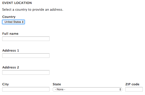 The Event creation page location options