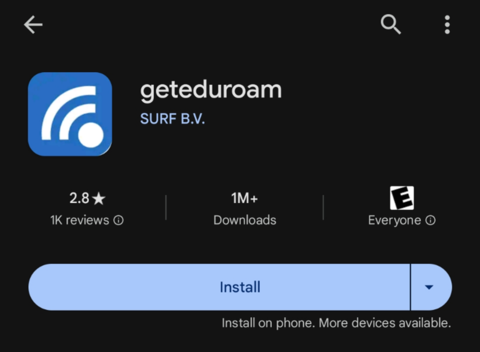 Get eduroam app in Google Play Store