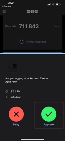 Screenshot showing login approval options