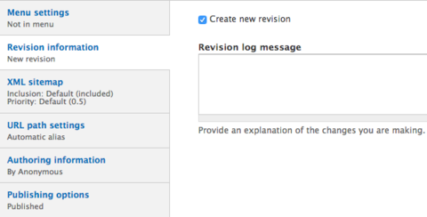 Revision information options