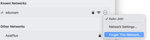 Forget This Network is highlighted after the circle with the three buttons is selected