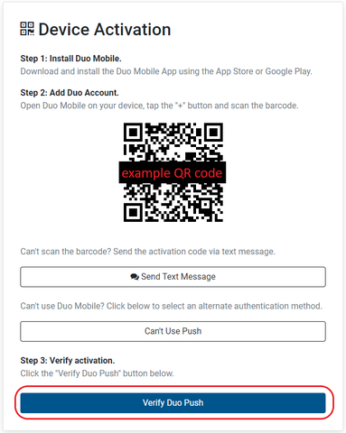 screenshot of verify duo push button