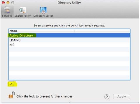 Highlighted - Active Directory and the little pencil button at the bottom of the screen