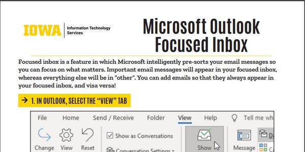 screenshot of microsoft outlook quick-start guide