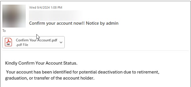 phishing message confirm your account now