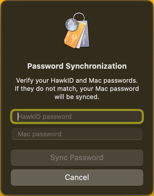 Apple SSO Password Sync dialog