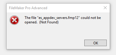 The file could not be opened error